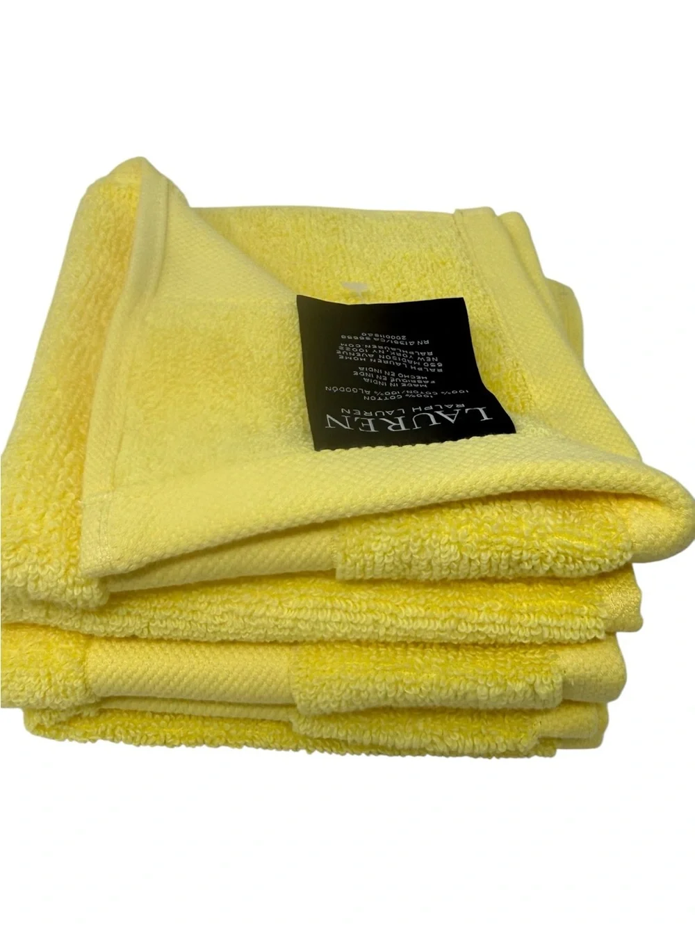Lauren Ralph Lauren set of 4 Washcloths Wash cloths Canary yellow cotton NWT